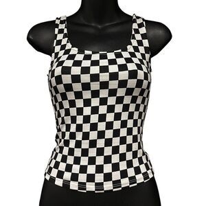 Rue 21 Checkered Stretch Stretchy Tank Top Women’s XS
